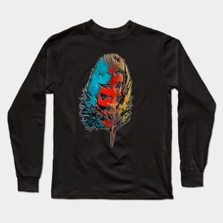 Turquoise Feather Long Sleeve T-Shirt